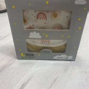 Rainbow and Sun Bib Set - Pink and Gold